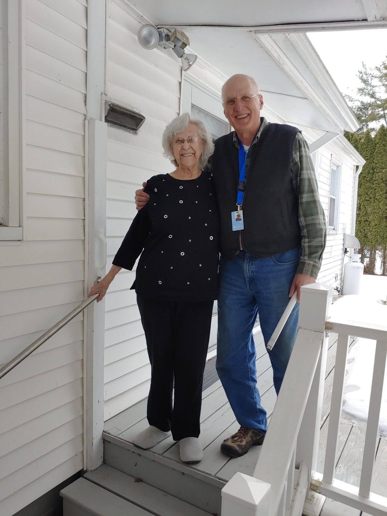 Home Safety consumer Doris with program volunteer Jeff