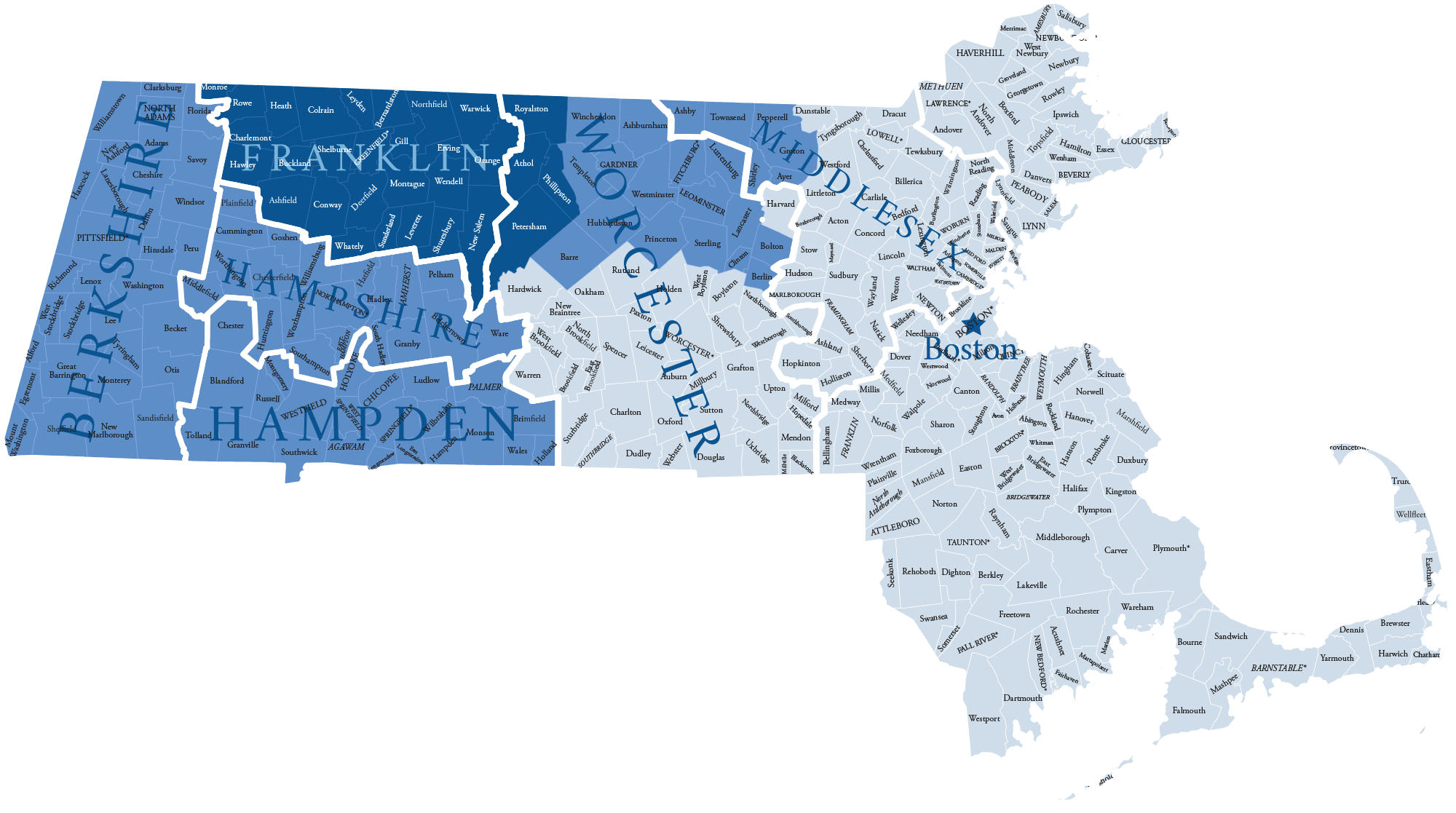 Map of Massachusetts, showing LifePath's service area
