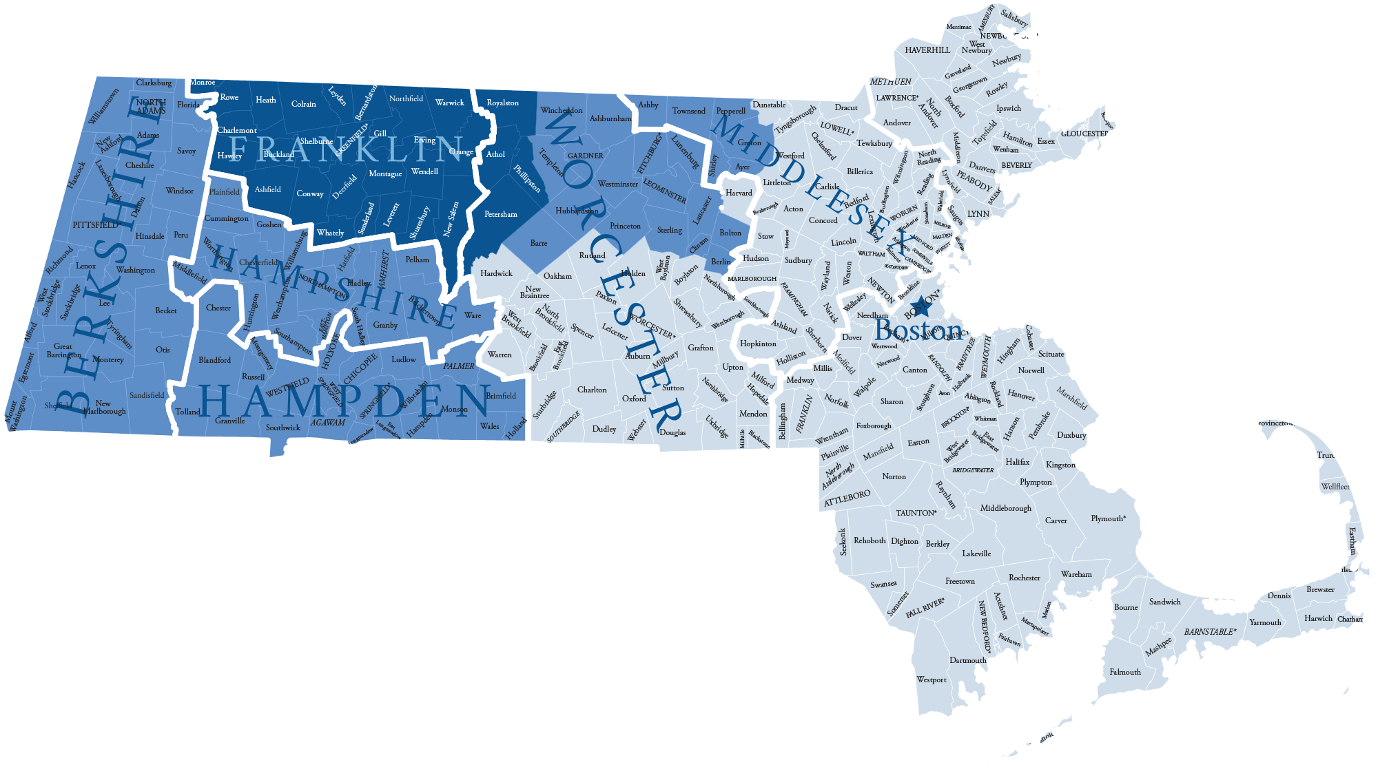 Map of Massachusetts, showing LifePath's service area