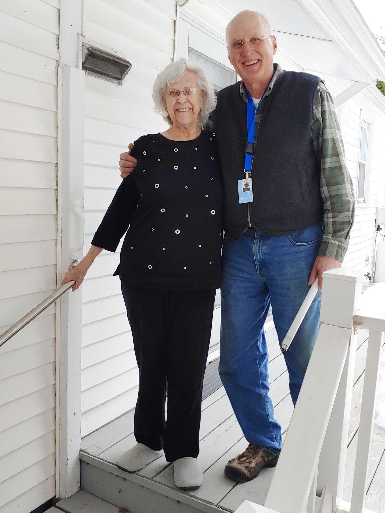 Jeff Blomstedt (right) with Home Safety consumer Doris B. (left).