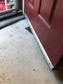 Door sweep at the bottom of an outside door