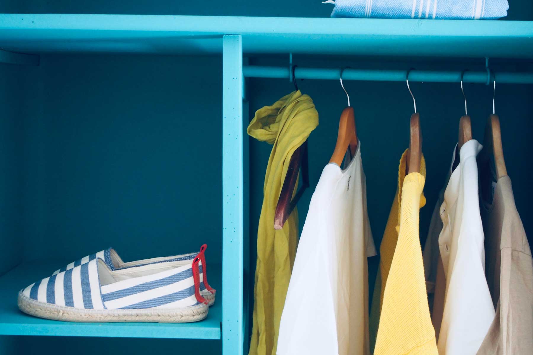 A neatly organized clothes closet