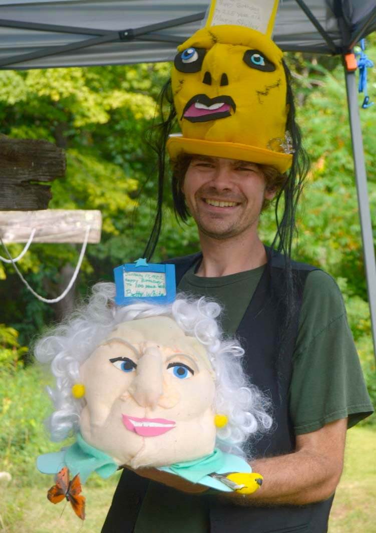 Patrick holding his Betty White hat.