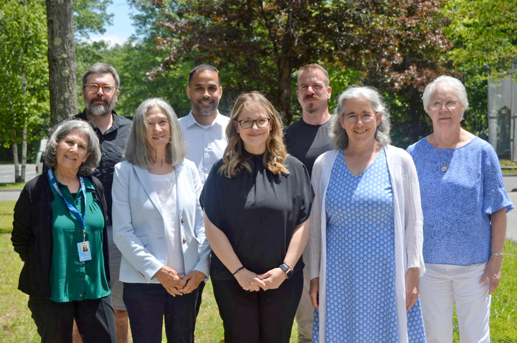 L. to R., front row: SHINE Graduates Marla Zlotnik, Martha Jamison, Kate DiSanto, Meg Ryan, Priscilla Phelps; L. to R., back row: SHINE Graduates Chad Hunter, Walter Valentin, Teddy Doucette. (Unable to attend: SHINE Graduate Ashley C. Fraga, CDP, Outreach Coordinator at the Easthampton Council on Aging and Enrichment Center.)