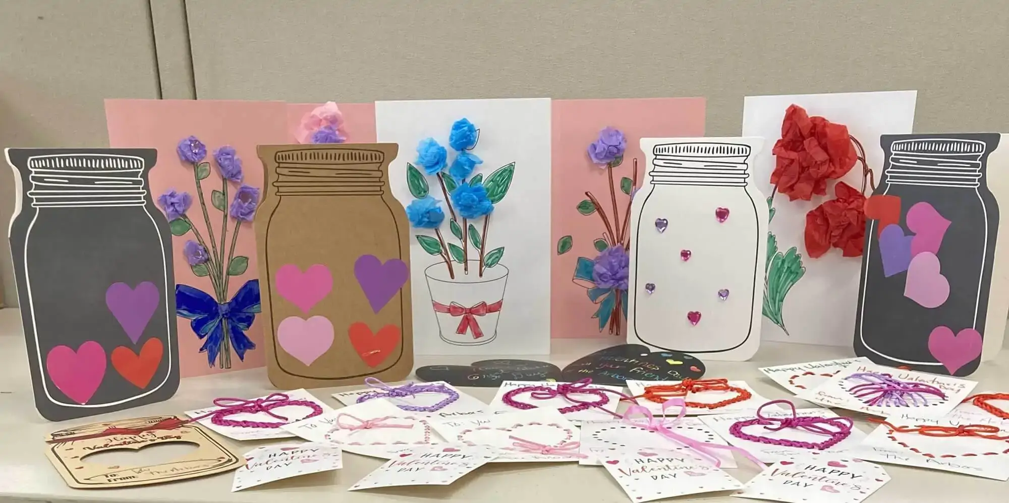 Valentine cards handmade by older adults