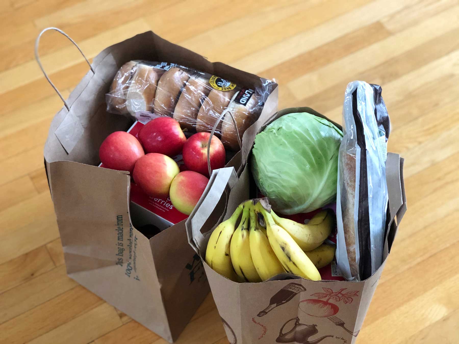 Bags of healthy groceries